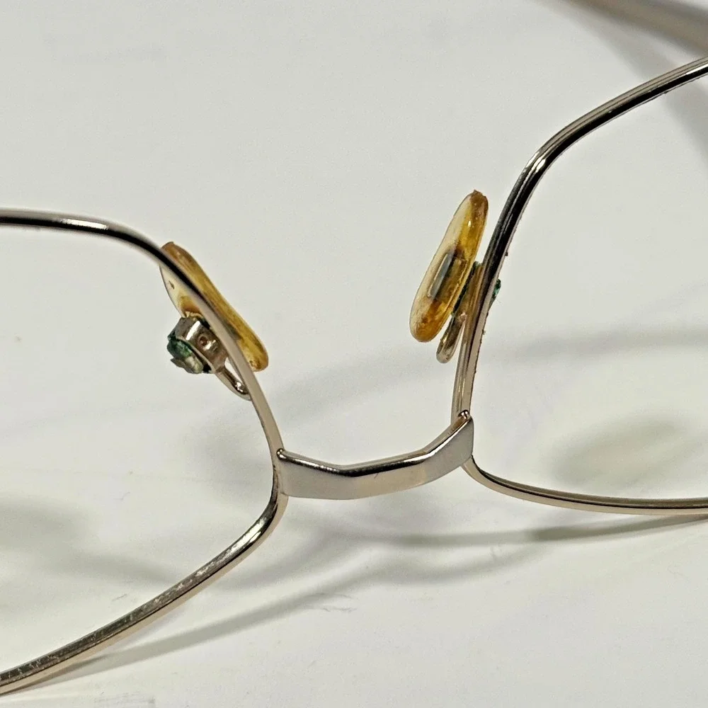 Bella Italia Eyeglass Frame Womens 53-19-130 Gold Silver Hexagonal Geometric 311